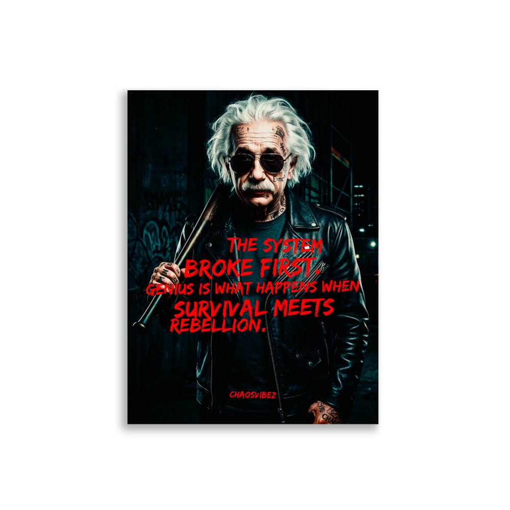 Albert Einstein – Genie oder Wahnsinn? | Statement Poster - Chaosvibez