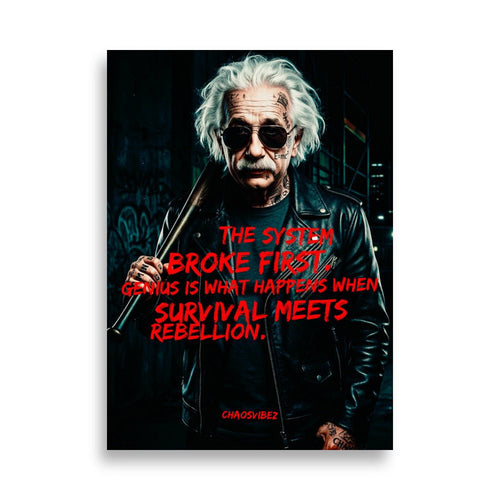 Albert Einstein – Genie oder Wahnsinn? | Statement Poster - Chaosvibez